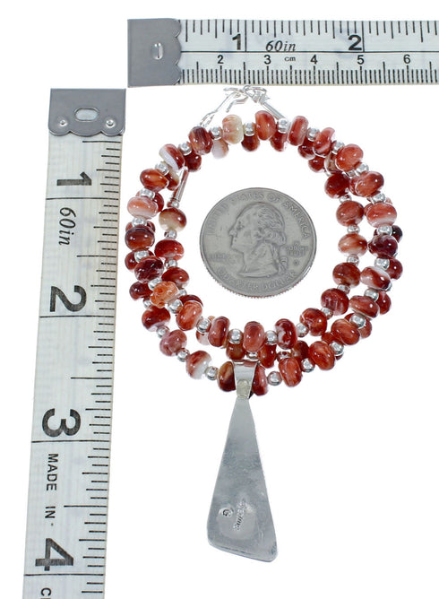 Navajo Oyster Shell Genuine Sterling Silver Bead Necklace Set JX130642